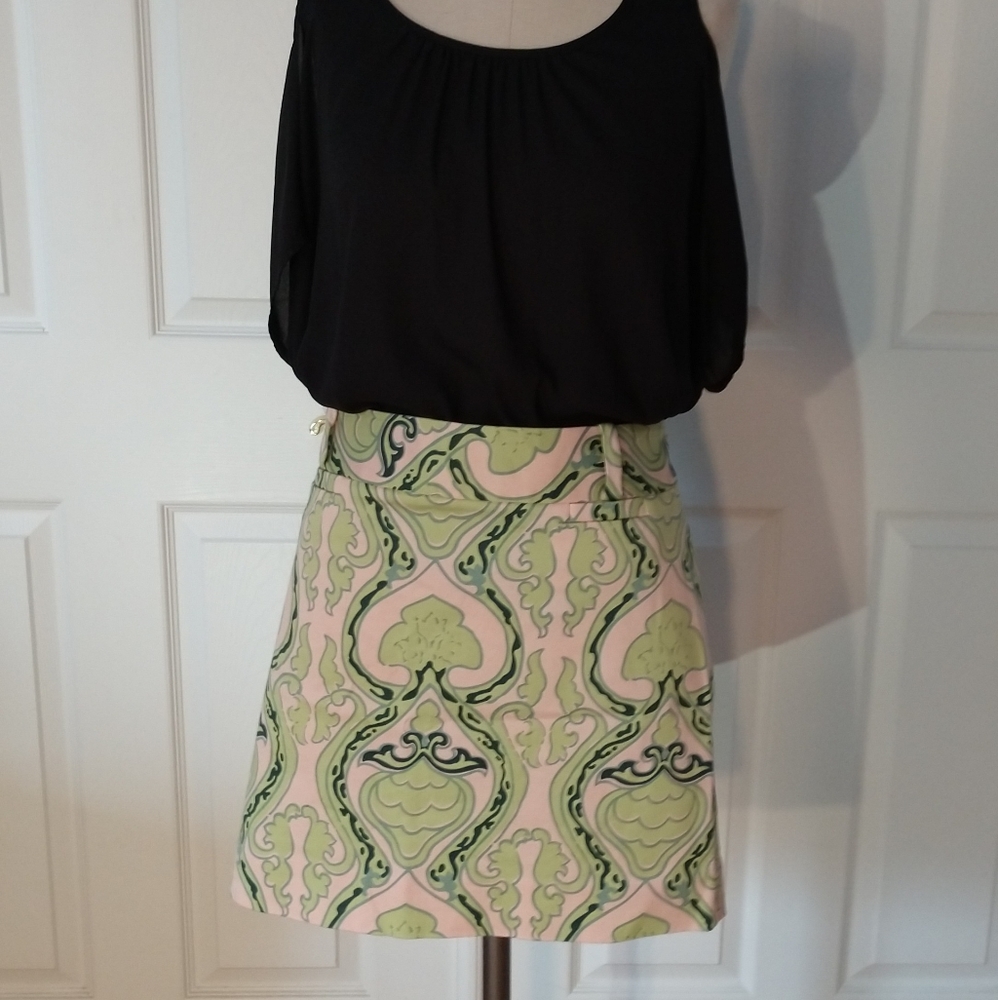 Jcrew coral and green skirt